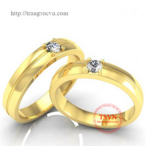 Nhẫn cưới vàng 14k gắn kim cương