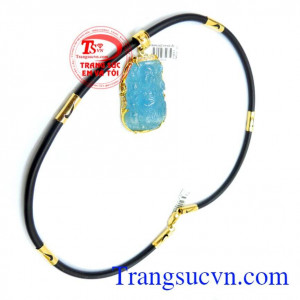 Bộ dây da đá aquamarine sang trọng