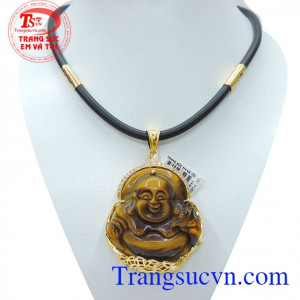 Bộ dây nam đá mắt hổ may mắn là bộ mặt dây cho nam với sự kết hợp tinh tế khéo léo giữa dây da bọc vàng với mặt phật đá mắt hổ 