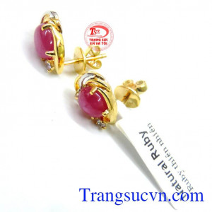 Hoa tai ruby nữ đẹp vàng 14k với kiểu dáng đẹp thiết kế tinh tế sang trọng mang lại vẻ đẹp quý phái cho nữ tính
