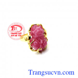 Nhẫn nữ vàng tây dành cho phái đẹp, đeo hợp thời trang và quý phái, đeo nhẫn tỳ hưu mang lại may mắn, chiêu tài của cải, phú quý. Nhẫn nữ tỳ hưu ruby thời trang đẹp
