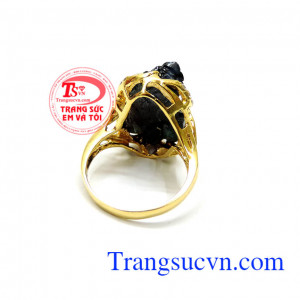 Nhẫn tỳ hưu saphire tiền tài đẹp