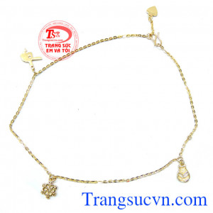 Lắc chân nữ bông hoa tuyết đẹp lá dạng treo món quà đem tới sự may mắn,