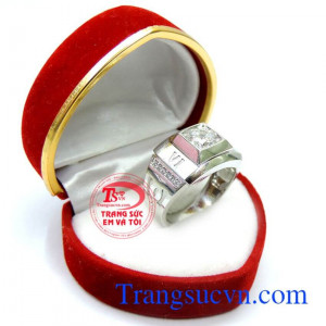 Nhẫn vàng trắng nam tính 10k thiết kế sang trọng phù hợp với phong cách cá tính của người đàn ông đeo hợp thời trang