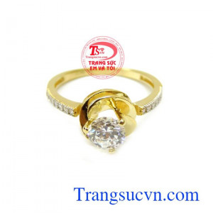 Nhẫn nữ vàng quà tặng yêu thương thiết kế tinh xảo, nổi bật thu hút. 