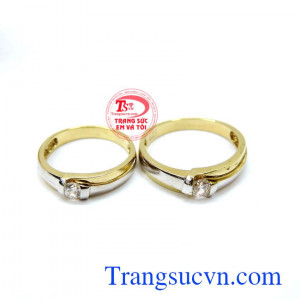 Nhẫn cưới thủy chung anh và em nhẫn tình nhân với chất chất liệu vàng 10k sáng bóng
