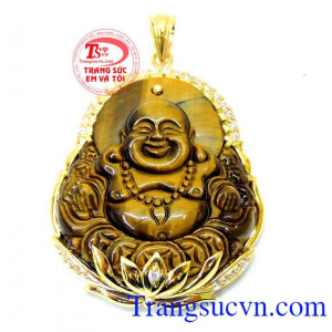 Mặt dây bọc vàng 14k mạnh mẽ bọc vàng đá mắt hổ thiên nhiên mang lại vẻ đẹp sang trọng quý phái