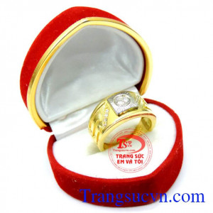 Nhẫn nam vàng phong cách đẹp với thiết kế hiện đại, tinh xảo với kiểu dáng đính đá cao quý, sang trọng, tạo bên mẫu nhẫn vừa cổ điển, vừa hiện đại