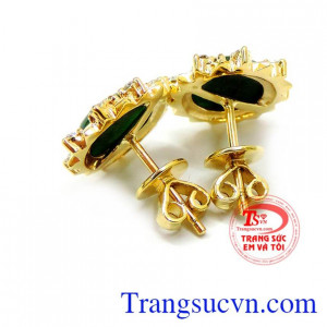 Hoa tai nữ trẻ trung jadeite 14k
