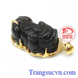 Mặt tỳ hưu opsidian phát tài 14k