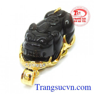 Mặt tỳ hưu opsidian phát tài 14k