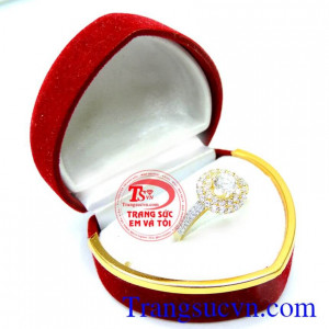 Nhẫn nữ vàng 10k điệu đà đính đá