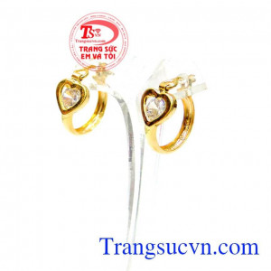 Hoa tai trái tim 10k đính đá