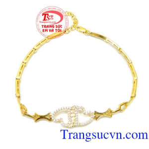 Lắc nữ vàng trái tim đôi