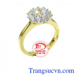 Nhẫn nữ vàng 10k mặt hoa đẹp