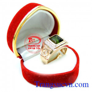 Nhẫn nam tourmalin thiên nhiên