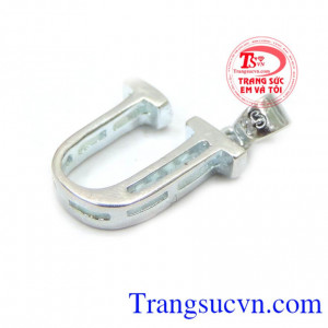Mặt Bạc nữ chữ U đẹp , Mặt chữ U được thiết kế tinh xảo sáng bóng bền đẹp, cá tính , làm từ bạc 925 %