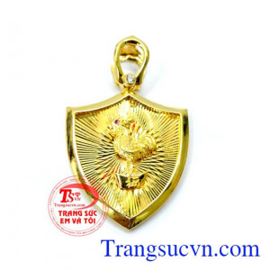 Mặt khiên tuổi dậu đeo mặt dây chuyền vàng hình Gà chào đón năm 2017 Đinh Dậu