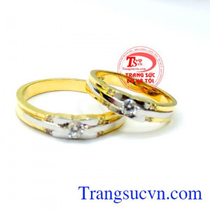 Nhẫn cưới vàng 18k nhập khẩu nguyên chiếc từ Korea chất lượng đảm bảo
