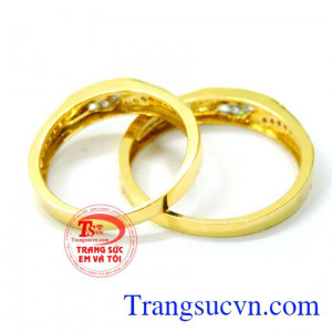 Nhẫn cưới vàng 18k, nhẫn cưới tinh tế vàng tây, chất lượng đảm bảo chất lượng