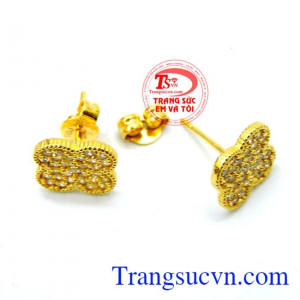 Khuyên tai bông hoa, hoa tai vàng bảo hành 6 tháng,giao toàn quốc, thanh toán an toàn.