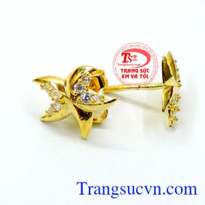 Bông ngôi sao vàng hoa tai vàng 10k bảo hành 6 tháng, giao hàng toàn quốc.