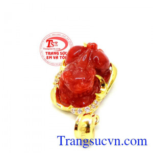 Mặt dây tỳ hưu màu đỏ 