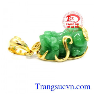 tỳ hưu là biểu tượng của thu tích của cải, tỳ hưu phù hợp đeo cổ, cùng dây chuyền vàng, giao toàn quốc, Mặt dây tỳ hưu ngọc xanh