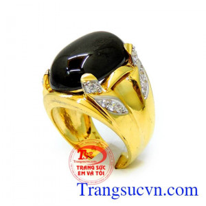 Nhẫn vàng nam đá đen
