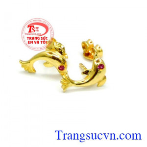 Hoa tai cá heo hoa tai vàng,chất lượng đảm bảo, hoa tai món quà ý nghĩa cho phái đẹp.