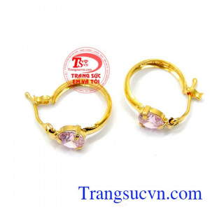 Hoa tai tím vàng món quà ý nghĩa dành cho nữ, hoa tai vàng đảm bảo hàm lượng vàng 10k.