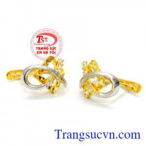 Hoa tai vàng cho nữ giới, hoa tai vàng thiết kế theo yêu cầu.