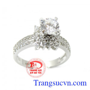 Nhẫn vàng trắng 18k nhập