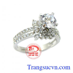 Nhẫn nữ vàng trắng 18k 750 màu sắc bền đẹp,sáng