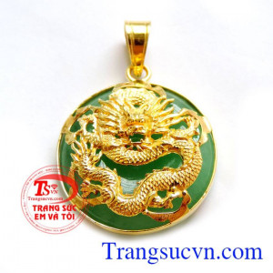 Chiếc Mặt xu ngoc rồng vàng, phù hợp đo cùng dây cao su bọc vàng, 