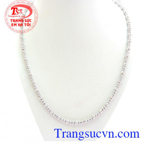 Dây vàng trắng 10k Italy nữ, dây chuyền nữ thiết kế viên bi vàng trắng 41.7% nhập khẩu nguyên chiếc từ Italy, kiểu dáng độc đáo, chế tác tinh xảo