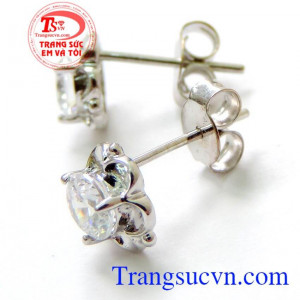 Đôi Nụ hoa tai vàng 18k trắng đẹp.