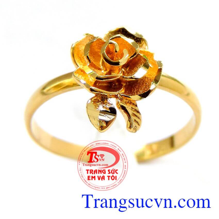 Nhẫn bạc nữ hình hoa sen  gắn đá quý  mạ vàng 18K Handmade