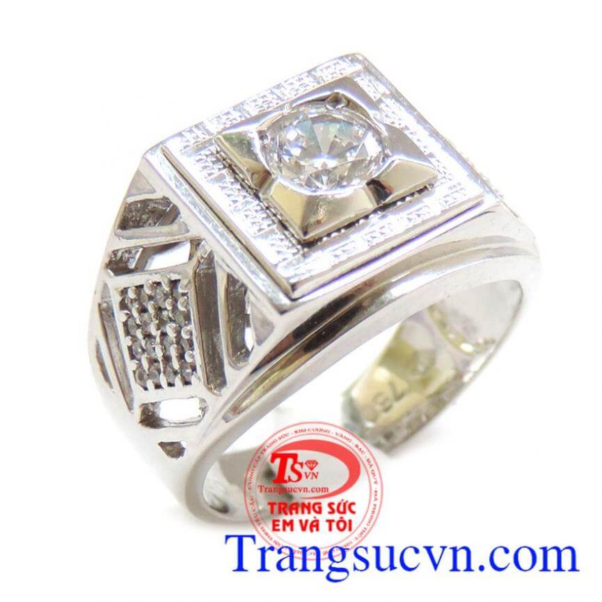 Nhẫn vàng trắng 750