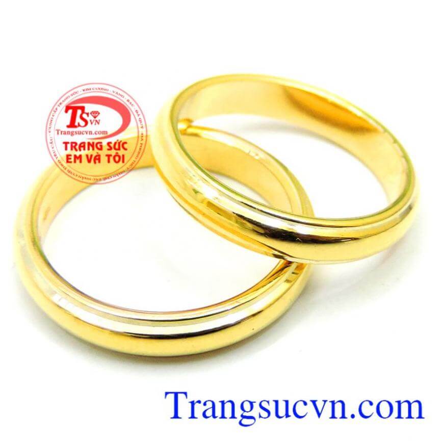 Cặp Nhẫn Love, nhẫn cưới vàng tây 18k thắt chặt tình duyên TSVN015068