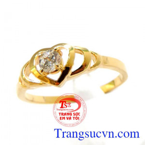 Bán nhẫn nữ vàng dành cho nữ. Nhẫn trái tim trung tâm vàng