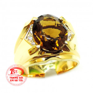 Chất lượng vàng đảm đeo bền đẹp sáng bóng. Nhẫn nam vàng thạch anh khói