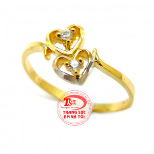 Bán nhẫn nữ vàng dành cho nữ. Nhẫn vằng cặp đôi tim yêu