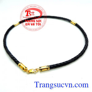 Dây da bọc vàng 14k ,dây da chữ T đẹp