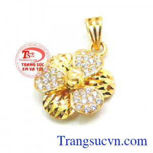 Mặt chuyền nữ,Mặt vàng cỏ 3 lá đôi mặt dây vàng đẹp,đeo hợp thời trang,Bảo hành 6 tháng Uy tín về chất lượng vàng,