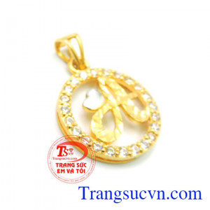 Mặt Chữ A tim yêu đeo hợp thời trang, mặt dây chuyền sáng bóng Uy tín về chất lượng vàng