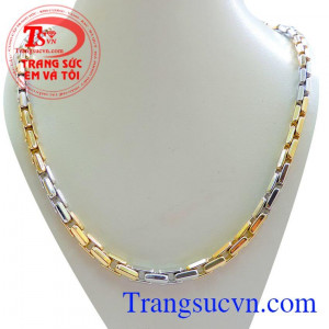 Dây chuyền vàng 18k italy To dây vàng hai màu vàng trắng và vàng vàng dây được đánh đặc đeo đậm cổ