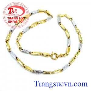 Dây chuyền vàng hai màu 10k Sản phẩm dây chuyền vàng đeo hợp thời trang