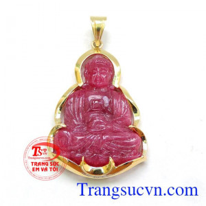 Mặt vàng Adida ruby thiên nhiên có giấy kiểm định đá quý kèm theo.