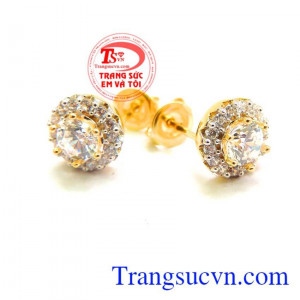 Đôi nụ hoa tai vàng đẹp khách hàng ưa chuộng khi sử dụng sản phẩm là món quà ý nghĩa dành cho phái đẹp,bảo hành 6 tháng,
